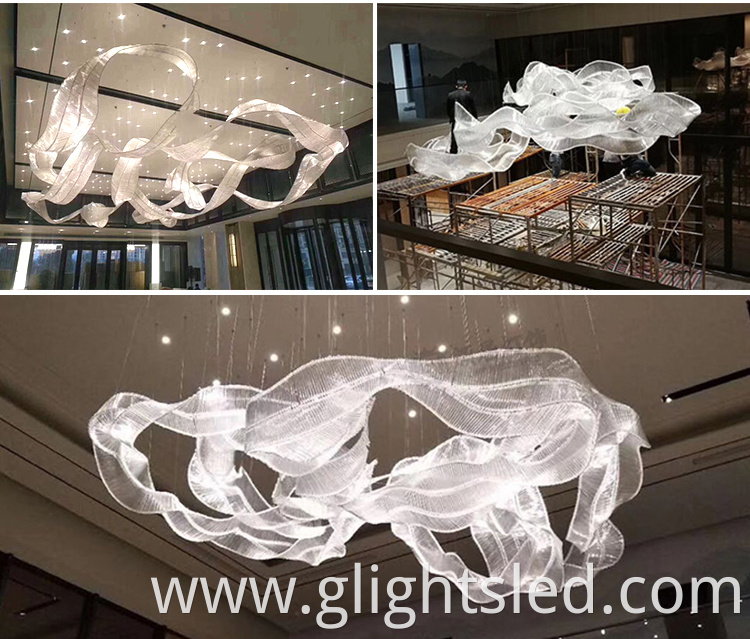 Luxury lighting hotel lobby Modern custom big project chandelier pendant light